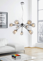 Lampa wisząca chromowa szklany klosz z koszyczkiem 9x40W Dixi Candellux 39-65018