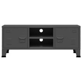 vidaXL Industrialna szafka pod TV, antracytowa, 105x35x42 cm, metalowa
