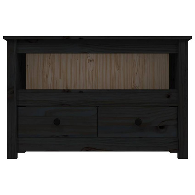 vidaXL Szafka pod TV, czarna, 79x35x52 cm, lite drewno sosnowe