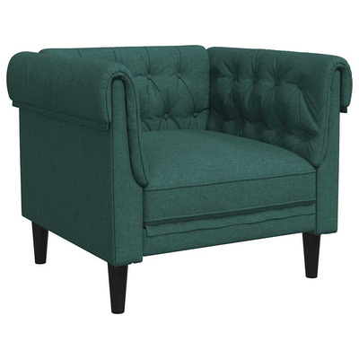 Fotel Chesterfield, ciemnozielony, obity tkaniną