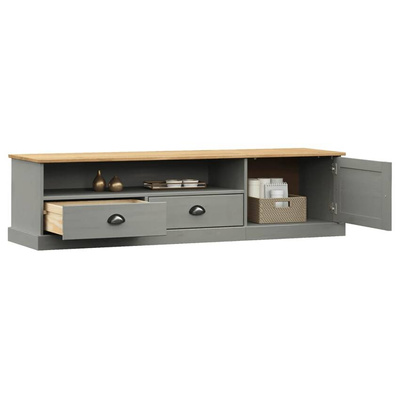 vidaXL Szafka pod TV VIGO, szara, 156x40x40 cm, lite drewno sosnowe