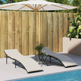 vidaXL Leżaki ze stolikiem, 2 szt., czarne, polirattan