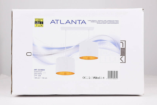 Lampa wisząca z abażurami Atlanta biała podwójna na listwie nowoczesna