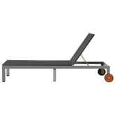 vidaXL Leżak ogrodowy z kółkami, polirattan, czarny