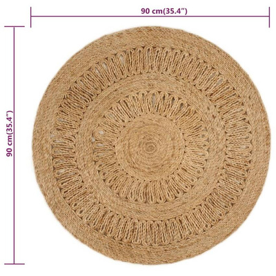 Ręcznie pleciony dywan z juty, 90 cm, okrągły vidaXL