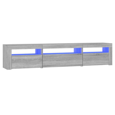 vidaXL Szafka pod TV z oświetleniem LED, szary dąb sonoma,195x35x40 cm