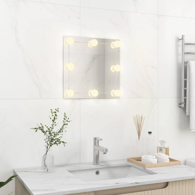 vidaXL Lustro ścienne z lampkami LED, kwadratowe, szklane model standard