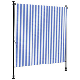 vidaXL Roleta zewnętrzna, niebiesko-biała, 150x270 cm, tkanina i stal