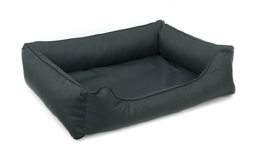 Legowisko dla psa Sofa Valencia Standard w kolorze ciemnoszarym z czarnym wykończeniem Rozmiar: M - 80 x 60 cm