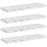 Półka ścienna 4 szt. Biały marmur 80 x 23,5 x 3,8 cm