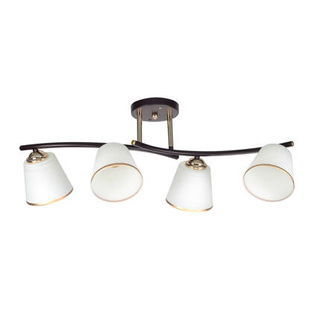 Lampa Sufitowa Brunatny+Złoty 4X40 E27 Klosz Biały Greco