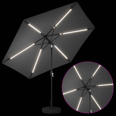 Parasol ogrodowy z oświetleniem LED i podstawą 300 x 300 cm
