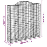 Kosze gabionowe, 10 szt, 200x50x200/220cm, galwanizowane żelazo