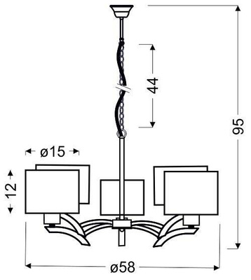 Lampa wisząca chrom + krem abażur 5x60W żyrandol Draga Candellux 35-04222  