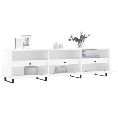 vidaXL Szafka pod TV, wysoki połysk, biała, 150x30x44,5 cm