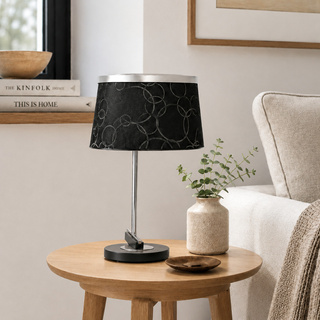 Lampka nocna Impresja z abażurem czarny chrom regulowana nowoczesna