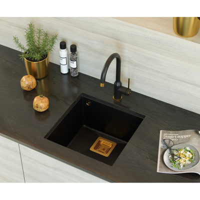 Bateria kuchenna INGRID – stalowa, pure carbon/złoty nano PVD, obrotowa, Quadron