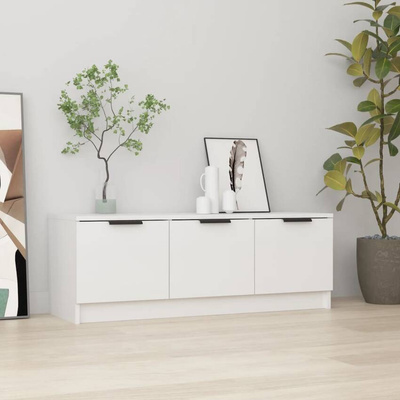 vidaXL Szafka pod TV, wysoki połysk, biała, 100x35x55 cm