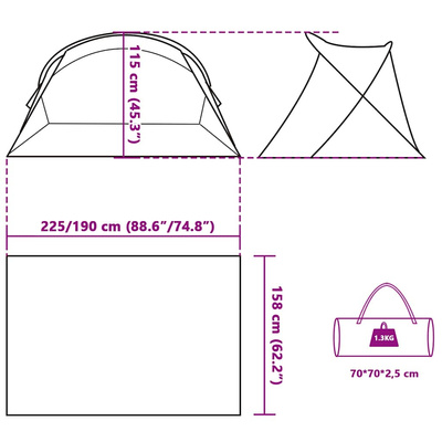 Namiot plażowy typu pop-up, 2-os., morski, wodoszczelny