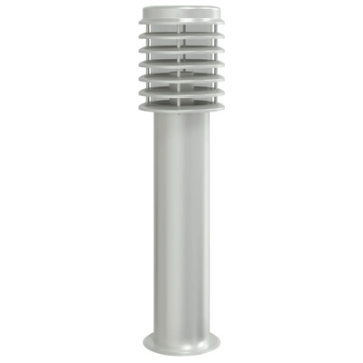 Lampy ogrodowe na słupku, 3 szt., srebrne, 60 cm, stal