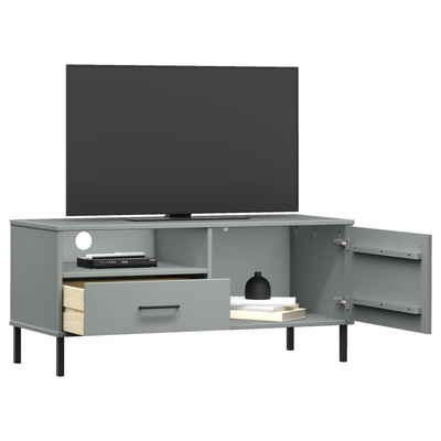 vidaXL Szafka pod TV OSLO, metalowe nóżki, szara, sosnowa