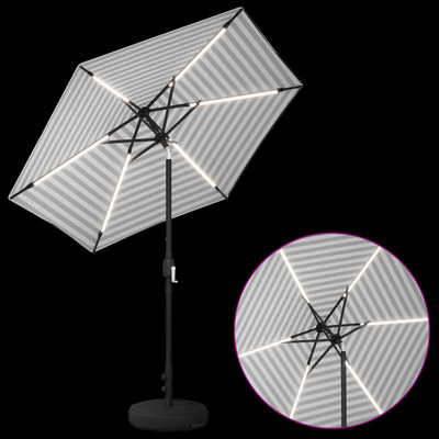 Parasol ogrodowy z oświetleniem LED i podstawą 230 x 230 cm