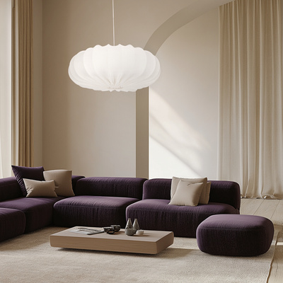 Lampa wisząca CAFEE' skandynawska - z abażurem kremowym latte 66cm - nowoczesne oświetlenie sufitowe do salonu i jadalni E27