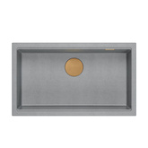 LOGAN 110 GraniteQ zlewozmywak silver stone 76x44x23,5 cm 1-komorowy podwieszany z syfonem manualnym miedziany