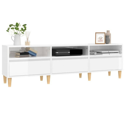 vidaXL Szafka pod TV, wysoki połysk, biała, 150x30x44,5 cm