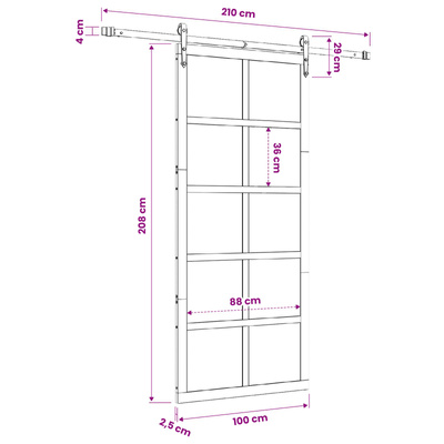 Drzwi przesuwne naturalny 100 x 208 cm Lite drewno sosnowe