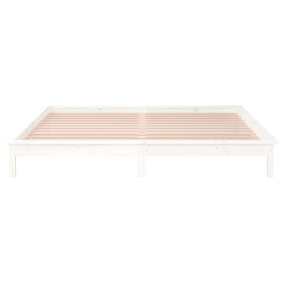 vidaXL Rama łóżka z LED, biała, 180x200 cm, Super King, lite drewno