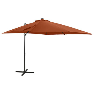 vidaXL Parasol wiszący z lampkami LED i słupkiem, terakota, 250 cm