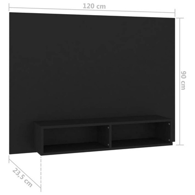 vidaXL Wisząca szafka pod TV, czarna, 120x23,5x90 cm