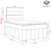 Łóżko z box spring LED z materacem jasnoszary 120 x 190 cm