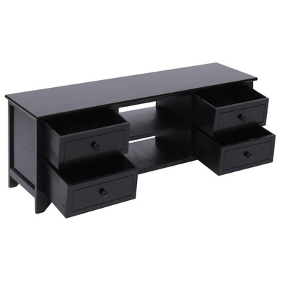 vidaXL Szafka pod TV, czarna,108x30x40 cm, drewno paulownia