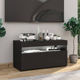 vidaXL Szafka pod TV z oświetleniem LED, czarna, 75x35x40 cm