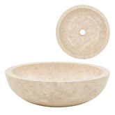 40 x 12 cm, marmurowa, kremowa Umywalka,