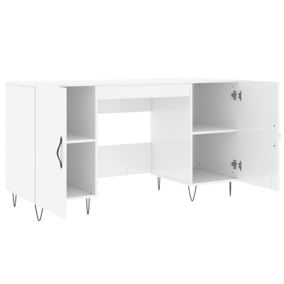 vidaXL Biurko białe z połyskiem, 140x50x75 cm, materiał drewnopochodny