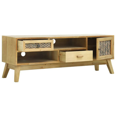 vidaXL Szafka pod TV, rzeźbiona, brązowa, 120 x 30 x 42 cm, drewno