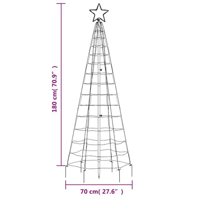 vidaXL Choinka z lampek, z kołkami, 220 zimnych białych LED, 180 cm