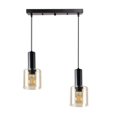Lampa Wisząca Czarny 2X40 E27 Klosz Bursztynowy Isar