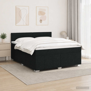 Łóżko z box spring LED z materacem Czarny 140 x 200 cm tkanina