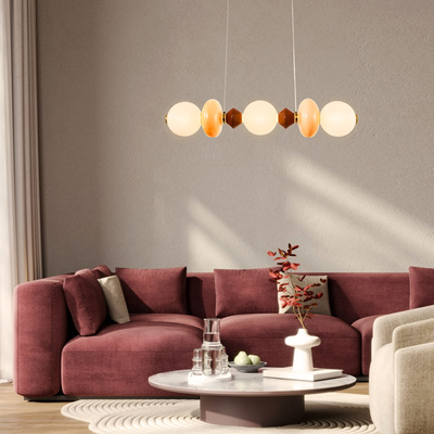 FLORES lampa wisząca mosiężny+brązowy+pomarańczowy poz.20W LED 3000K klosz biały