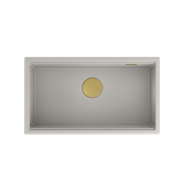 CLARK 760 Hard Rock GraniteQ zlewozmywak 1-komorowy podwieszany 760x435x225 mm concrete + odpływ złoty, syfon save space + zaczepy