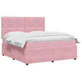 Łóżko z box spring LED z materacem różowy 160 x 200 cm Welur