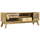 vidaXL Szafka pod TV, rzeźbiona, brązowa, 120 x 30 x 42 cm, drewno