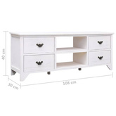 vidaXL Szafka pod TV, antyczna biel, 108x30x40 cm, drewno paulownia