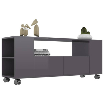 vidaXL Szafka pod TV, wysoki połysk, szara, 120x35x48 cm