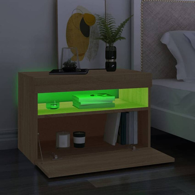 vidaXL Szafka pod TV z oświetleniem LED, dąb sonoma, 60x35x40 cm