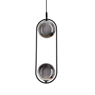 Lampa wisząca CORDEL elegancka - czarna z grafitowymi kloszami kulkami - minimalistyczne oświetlenie salonu 2x G9 LED